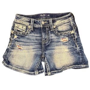 Miss Me Booty Shorts Daisy Dukes Jean Stretch Mid Rise Shorts Women Size 25